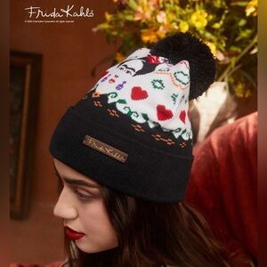 NWT Frida Kahlo X SHEIN Women Figure Graphic Fashion Bobble Hat Soft & Warm New
